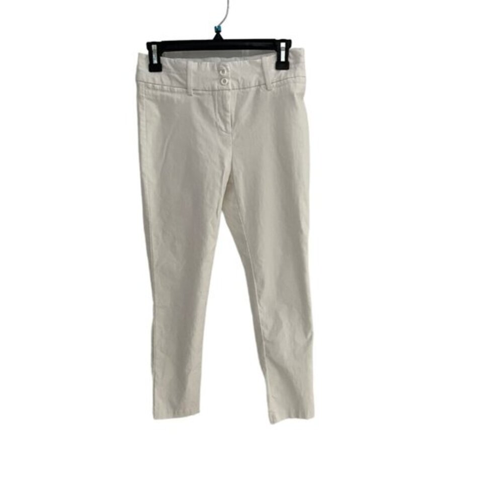Have Petite White Skinny Ankle  Double Button Closure Slim Fit Trousers Womens